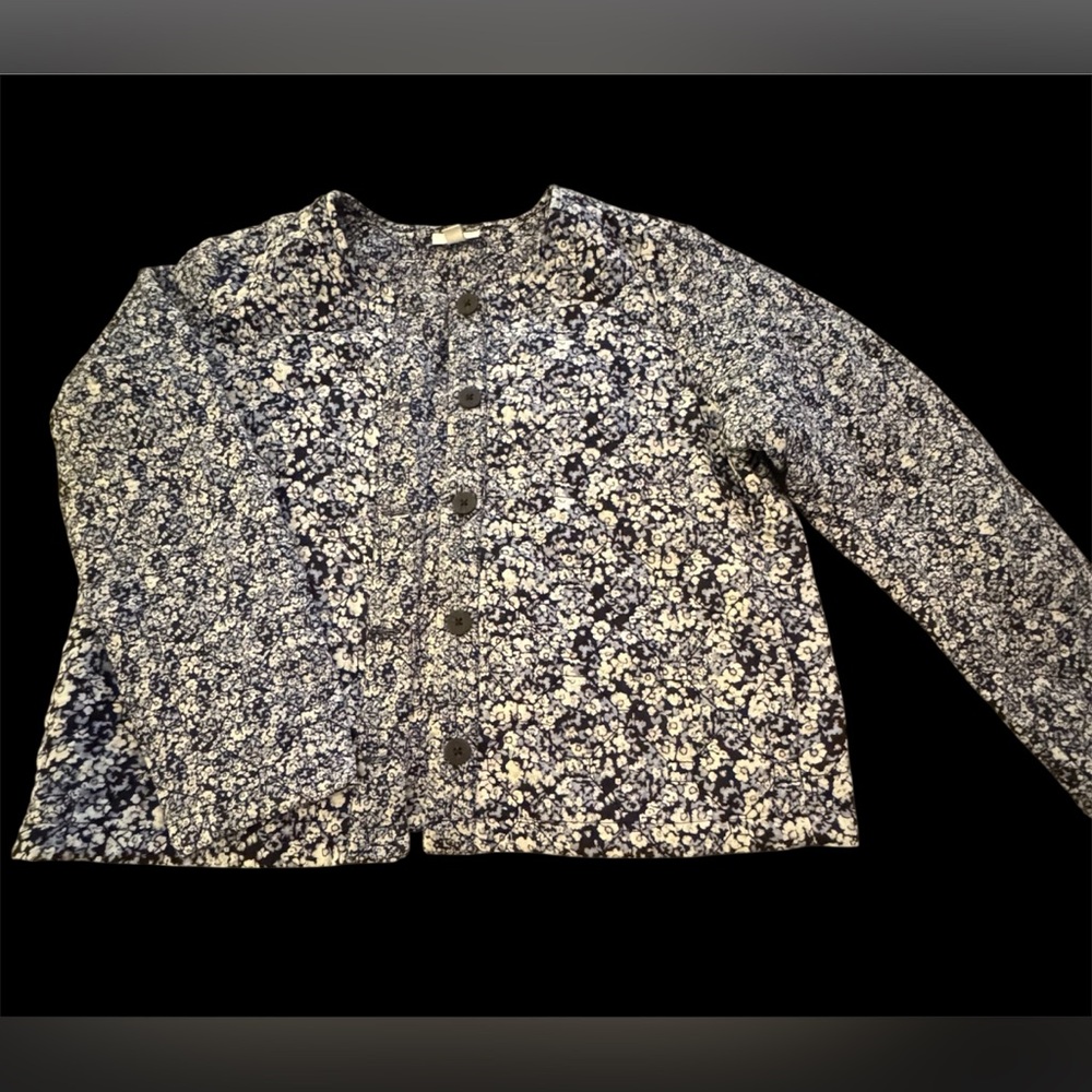 J Jill Floral Print Women's Jacket. Navy. NWOT